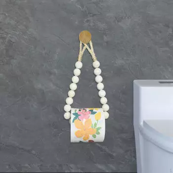 Подвесной держатель для салфеток из деревянных бусин для ванной и кухни белый