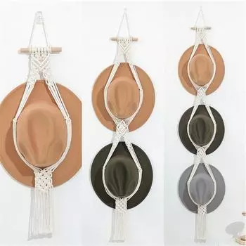 Подвесной держатель для шапок в скандинавском стиле Boho из хлопка, органайзер для показа шляп, шарфов, вешалка для шляп, настенное хранение