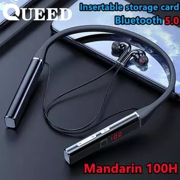 Подвесной дисплей для зарядки на шее, беспроводная гарнитура, спортивная Bluetooth-гарнитура, аккумулятор большой емкости, эквалайзер, переключение звука чёрный