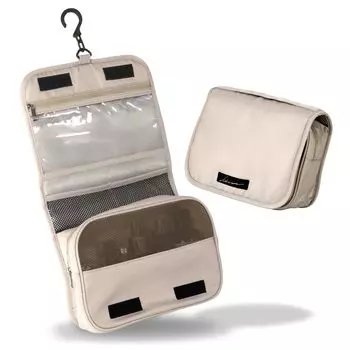 Подвесной дорожный чехол для туалетных принадлежностей atRise с симпатичным чехлом [Хранение в вертикальном положении! Путешествия, водонепроницаемый, крючок, (Экрю)