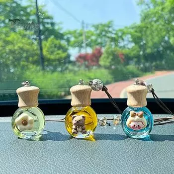 Подвесной флакон духов с деревянной крышкой, подвесное зеркало заднего вида, освежитель воздуха, ароматерапевтический диффузор, стеклянный флакон с ароматом эфирного масла, подвеска для автомобиля Gulong