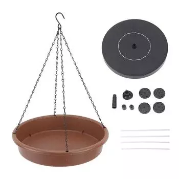 Подвесной фонтан для купания птиц, круглый фонтан для купания птиц на солнечной энергии для наружного сада, патио, заднего двора