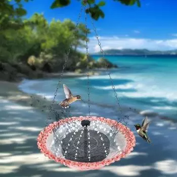 Подвесной фонтан-насос для птичьей купальни на солнечной энергии, многофункциональный бассейн для кормушки и питья для птиц, патио, сада, двора, украшения серый