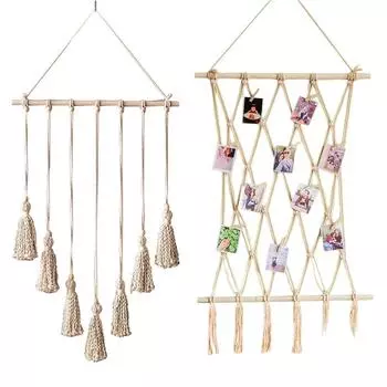 Подвесной фотодисплей Макраме фотодисплей настенный держатель в стиле бохо домашний декор для спальни A Style