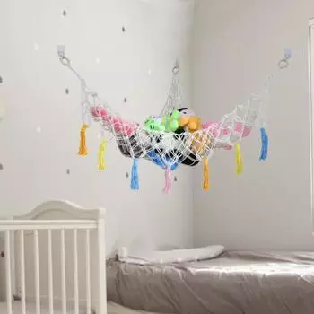 Подвесной гамак для хранения вещей, гибкий, многоцелевой, многоразовый, практичный, красочный, макраме, принадлежности для детских садов