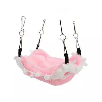 Подвесной гамак для маленьких животных, теплый плюшевый гамак для домашних животных, двухъярусная клетка для крыс, сахарный планер, хорек 18x18cm / 7.1x7.1in Pink розовый