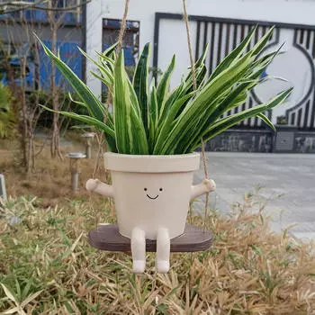 Подвесной горшок для цветов, качели, уникальные украшения, милый растительный горшок из смолы для использования в помещении