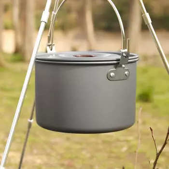 Подвесной горшок для кемпинга, алюминиевый, большой емкости с крышкой, сверхлегкий, портативный, для приготовления пищи