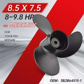 Подвесной гребной винт для Tohatsu Mercury 8hp 9,8hp 8,5*7,5 лодочный мотор винт из алюминиевого сплава 3 лезвия 12 шлицев часть морского двигателя