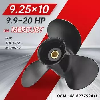 Подвесной гребной винт для Tohatsu Mercury 9,9 л.с. 15 л.с. 20 л.с. 9,25*10 Лодочный винт из алюминиевого сплава 3 лезвия 14 шлицев часть морского двигателя