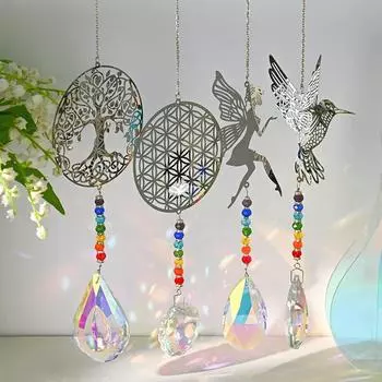 Подвесной хрустальный ловец солнца, садовый колокольчик, уличный радужник, вертушка, бабочки, подвесное украшение