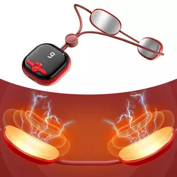 Подвесной интеллектуальный массажер для шеи, электрический импульсный массажер для шеи, 19 уровней, 6 режимов, портативный подвесной массажер для шейного отдела позвоночника, красный