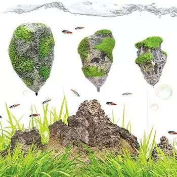Подвесной искусственный камень, искусственный плавающий камень, украшение для аквариума, аксессуары зелёный