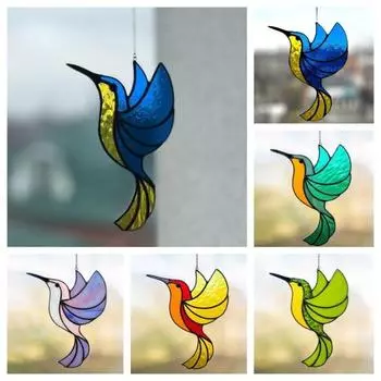 Подвесной колибри Suncatcher Романтический колибри привлекательный акриловый преломляющий солнечный свет орнамент для дома зелёный