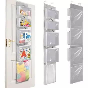 Подвесной контейнер для игрушек Yousheng со съемными прозрачными контейнерами, большой вместимостью, простая в установке сумка для хранения игрушек с ручками белый