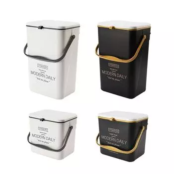 Подвесной контейнер для компоста большой емкости 7/12 л, мусорный бак для переработки, контейнер для мусора с крышкой для кухонной столешницы или под раковиной White 7L