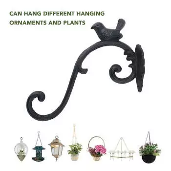 Подвесной кронштейн для растений, настенный крючок для кормушки для птиц, фонарика с подвеской в виде колокольчика, цветочной корзины, черного цвета