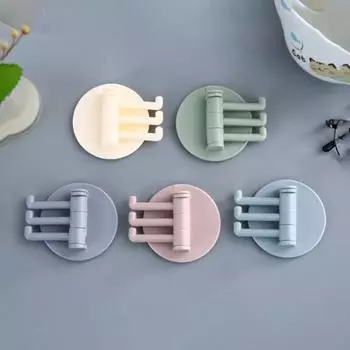 Подвесной крючок, бесшовная клейкая организация, отличное вращающееся хранилище с 3 отделениями без перфорации для кухни серый