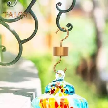 Подвесной крючок для кормушки для птиц, прочный, с максимальной грузоподъемностью, с двумя головками, защита от муравьев, S-образный крючок, держатель для кормушки для колибри с щеткой чёрный