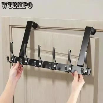 Подвесной крючок за дверью. Подвесной крючок без отверстия. Подвесная вешалка для одежды на двери. Стеллаж для хранения сумок. Подвесная стойка для спальни. 4 hooks чёрный