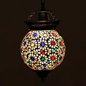 Подвесной круглый стеклянный светильник, бежевый