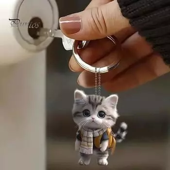 Подвесной кулон акриловый плоский мультяшный кот украшение для автомобиля легко повесить брелок подвеска украшение на рождественскую елку Cat