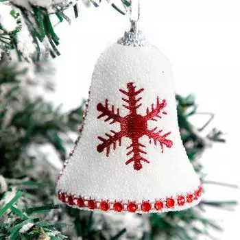 Подвесной кулон на рождественскую елку, праздничные рождественские снежинки, колокольчики, украшения для домашнего офиса, набор из 4 белых пенопластовых украшений для праздника красный