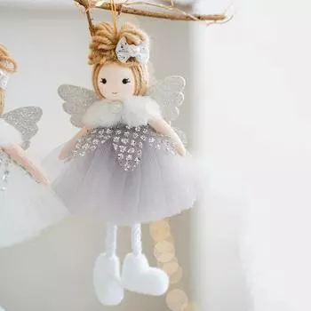 Подвесной кулон Рождественский ангел Кукла Рождественские праздники 16*9 см Очаровательный рождественский декоративный элемент для рождественской елки белый