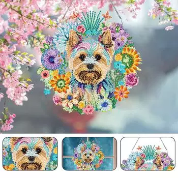 Подвесной кулон с алмазной росписью Собаки Бабочки Фениксы 5D DIY Алмазная роспись Подвеска со стразами Художественные подвески на окна