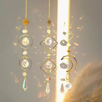 Подвесной кулон с хрустальными колокольчиками, ветряная музыка, ветряной колокольчик, радужная призма для украшения дома, радуга для окон, создатель радуги