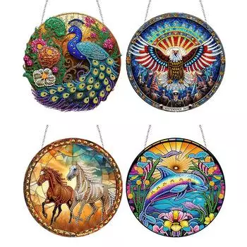 Подвесной кулон с изображением животных, цветной 5D DIY, алмазная живопись, точки, кулон GJ012