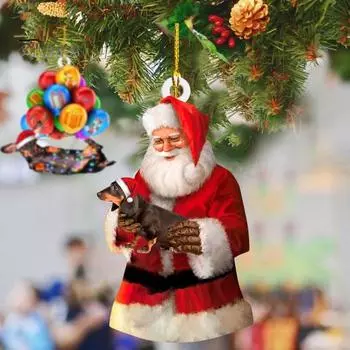 Подвесной кулон с ремешком, мультяшное животное, акриловый, веселый рождественский кулон в форме ездовой собаки, декор для вечеринки C