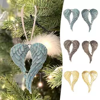 Подвесной кулон в форме крыла ангела, подвесное украшение в форме крыла из сплава для рождественской елки, подвески в форме крыла ангела в стиле ретро для автомобилей, аксессуары