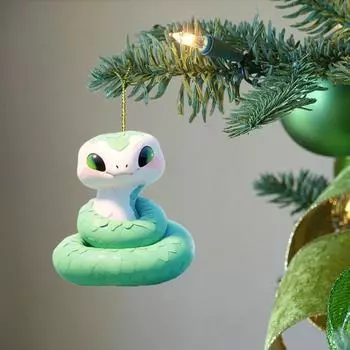 Подвесной кулон в виде змеи, животное, рождественская елка, украшение для автомобиля, акриловый, милый, вид сзади автомобиля E