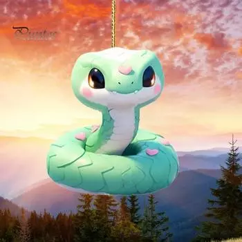 Подвесной кулон в виде змеи, животное, рождественская елка, украшение для автомобиля, акриловое, милое, зеркало заднего вида автомобиля, украшение для деревьев, окон, дверей, стен A