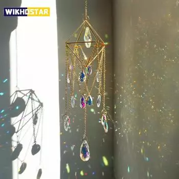 Подвесной ловец солнца, хрустальная люстра-капля, ветряная музыка, призматический ловец солнца, создатель радуги, ловец света, украшение для оконного сада