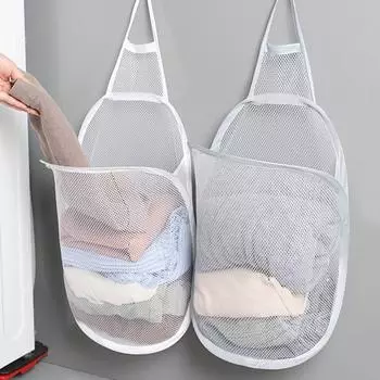 Подвесной мешок для белья большой емкости складной дизайн дышащая сетчатая ткань многоцелевая одежда белый