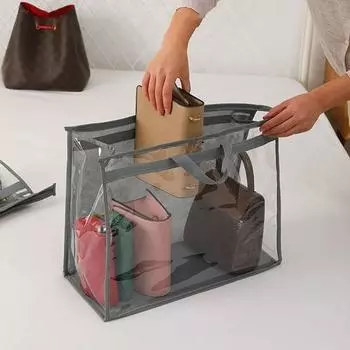 Подвесной мешок для хранения вещей из ПВХ, пылезащитный мешок, органайзер для хранения сумок, пылесборник для гардероба S розовый