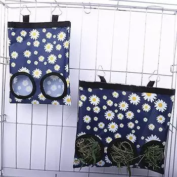 Подвесной мешок для сена с 2/3 отверстиями и крючками для кроликов, морских свинок, кормушек для мелких животных, сумки-диспенсеры для корма для кроликов, сумки для кормления домашних животных 2 Holes