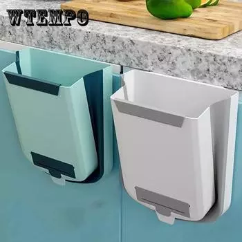 Подвесной многофункциональный кухонный мусорный бак, складной мусорный бак большой емкости для бытовой спальни 27*13*23cm зелёный
