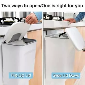 Подвесной мусорный бак на 2,4 галлона с крышкой, скребок для чистки, столешница под раковиной, кухонное мусорное ведро, мусорное ведро, спальня, ванная комната, шкаф, автомобиль, офис белый