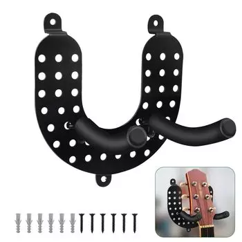 Подвесной настенный держатель для гитары LUCKYBEE, крючок, держатель для подвешивания с помощью винтов, подходит для акустической гитары сямисэн, электрической бас-гитары, укулеле, акустической гитары чёрный