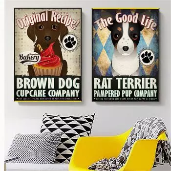 Подвесной настенный художественный плакат с собаками и животными, декор Cocina, украшение для гостиной, настенное искусство, декор для детской комнаты, мопс, домашние животные 21cm30cm NoFrame