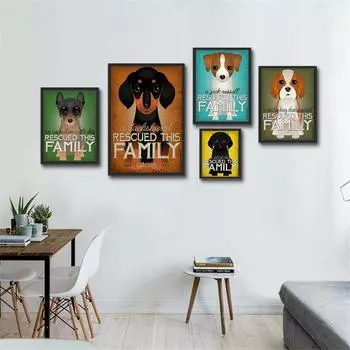 Подвесной настенный художественный ретро постер с собакой, холст, картина, спасенная семья, животные, настенные панно для гостиной, домашний декор, детский подарок 21cm30cm NoFrame