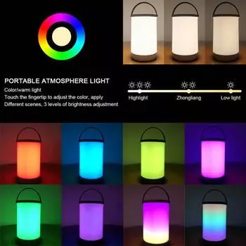 Подвесной ночник Прочный перезаряжаемый романтический подвесной ночник RGB с изменением цвета Светодиодный фонарь Настольная лампа Светодиодная лампа для кемпинга