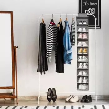 Подвесной органайзер большой емкости, моющийся, экологически чистый, высококачественный, 10-уровневый, из нетканого материала, промежуточные аксессуары для дома серый