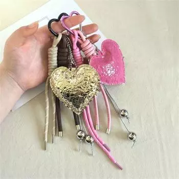 Подвесной плетеный веревочный автомобильный брелок-сердце из плетеной веревки ручной работы Небольшие подарки чёрный