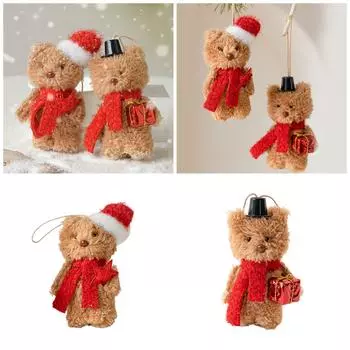 Подвесной плюшевый медведь, украшение на рождественскую елку, мягкая игрушка, украшение, миниатюрные подвески в виде животных, аксессуар B