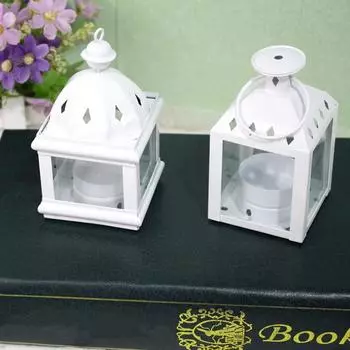 Подвесной подсвечник из кованого железа, стеклянная лампа, подсвечник, домашний декор белый