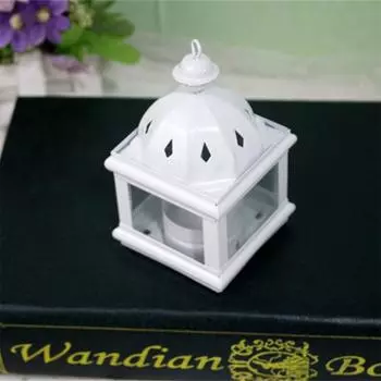 Подвесной подсвечник из кованого железа, стеклянная лампа, подсвечник, домашний декор белый